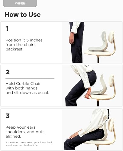 Miniatura 9 de Curble Wider (Estándar Ancho) Silla Ergonómica de Soporte para la Espalda, Soporte Lumbar para Corrección de Postura y Alivio del Dolor de Espalda,