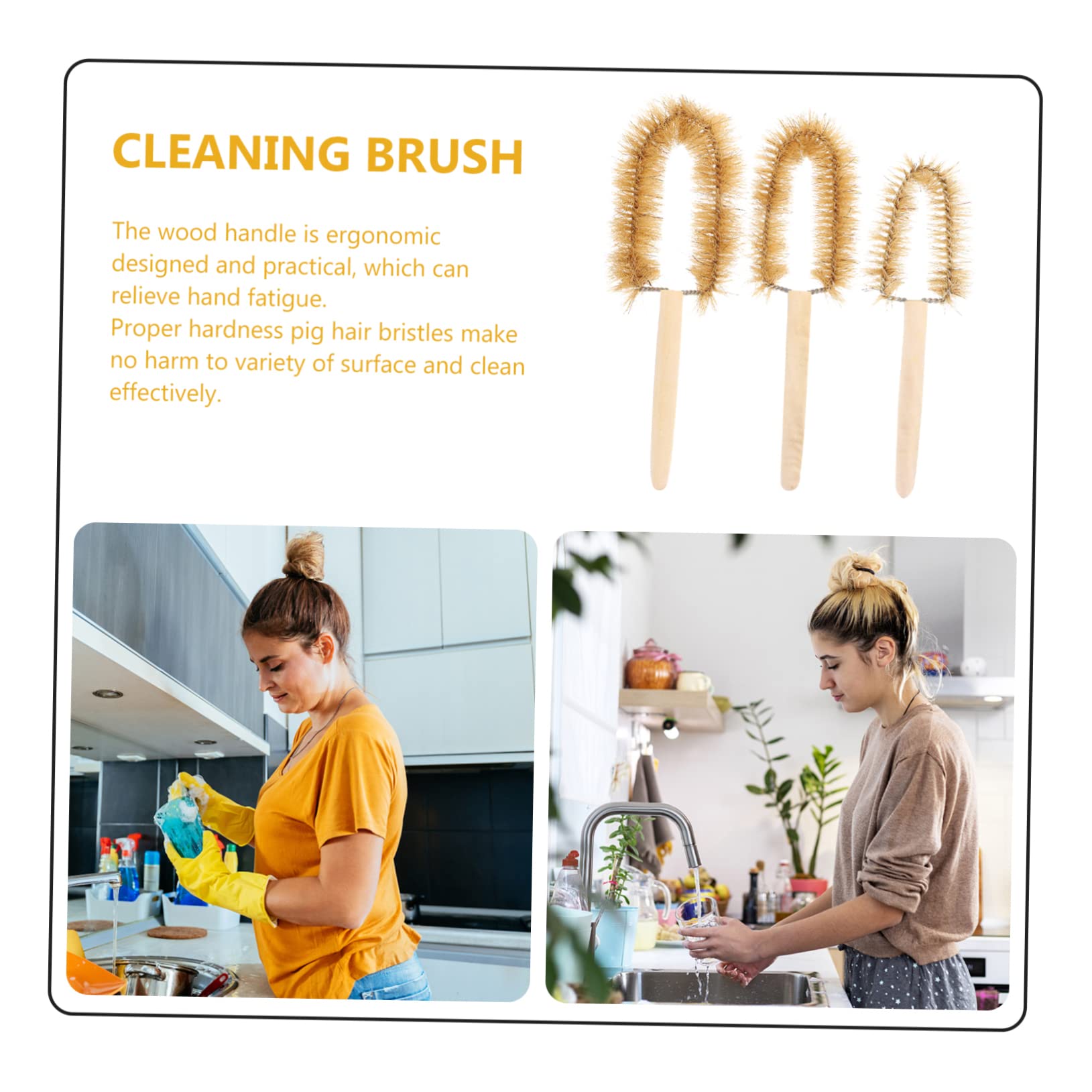 Ipetboom 6pcs Pipe Cleaners Pig Hair Straws Wooden Bottle Cleaner Pipe Cleaning Brush