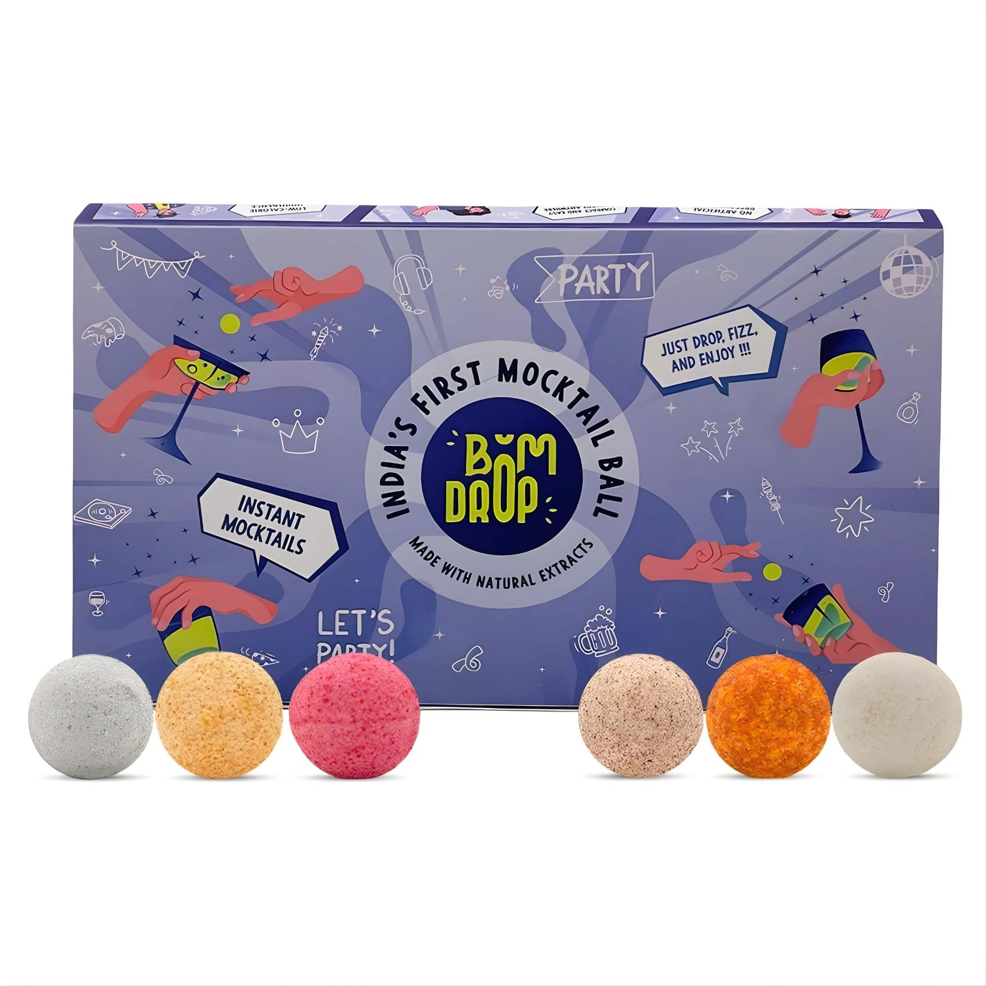 Sippin' Shikanji, Guava Groove, Mojito Muse, Orange Hour, Mango Tango, Watermelit|India's First Drink Instant Mocktail Mix Ball|For Hotel, Restaurant And Party |Drop.Fizz.Sip (15 Gm, Pack Of 6)