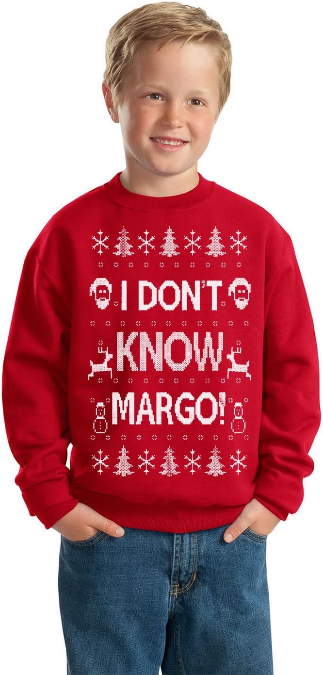 Wild Bobby I Don't Know Margo Ugly Christmas Sweater Unisex Boys Girls Crewneck Graphic Sweatshirt
