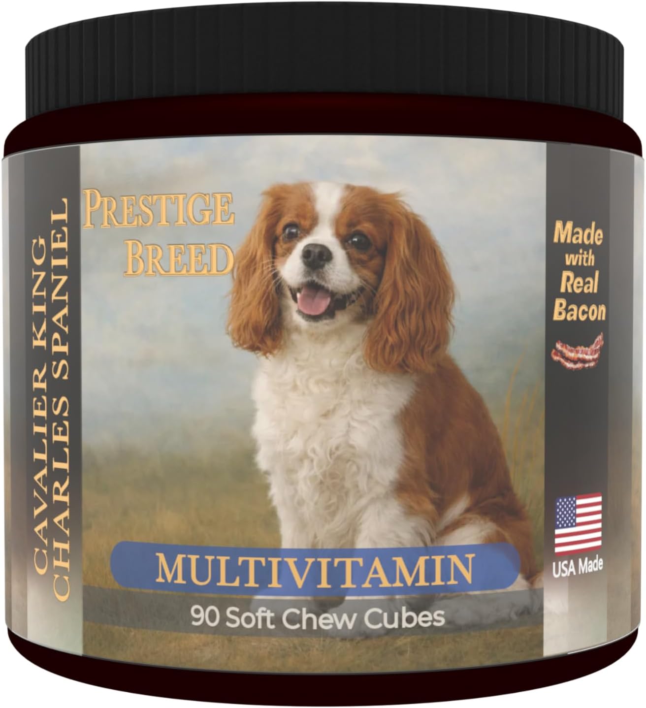 Cavalier King Charles Spaniel Multivitamins, 90 Count, Made in the USA with Real Bacon.