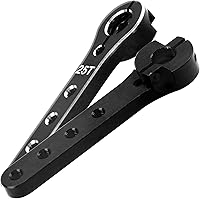 Vista 5 de ShareGoo 25T Servo Horn 2.205 in Metal 25 Dientes Extensión Servo Brazo de Dirección Compatible con 30-100CC Balsa Aviones RC Avión Helicóptero Negro
