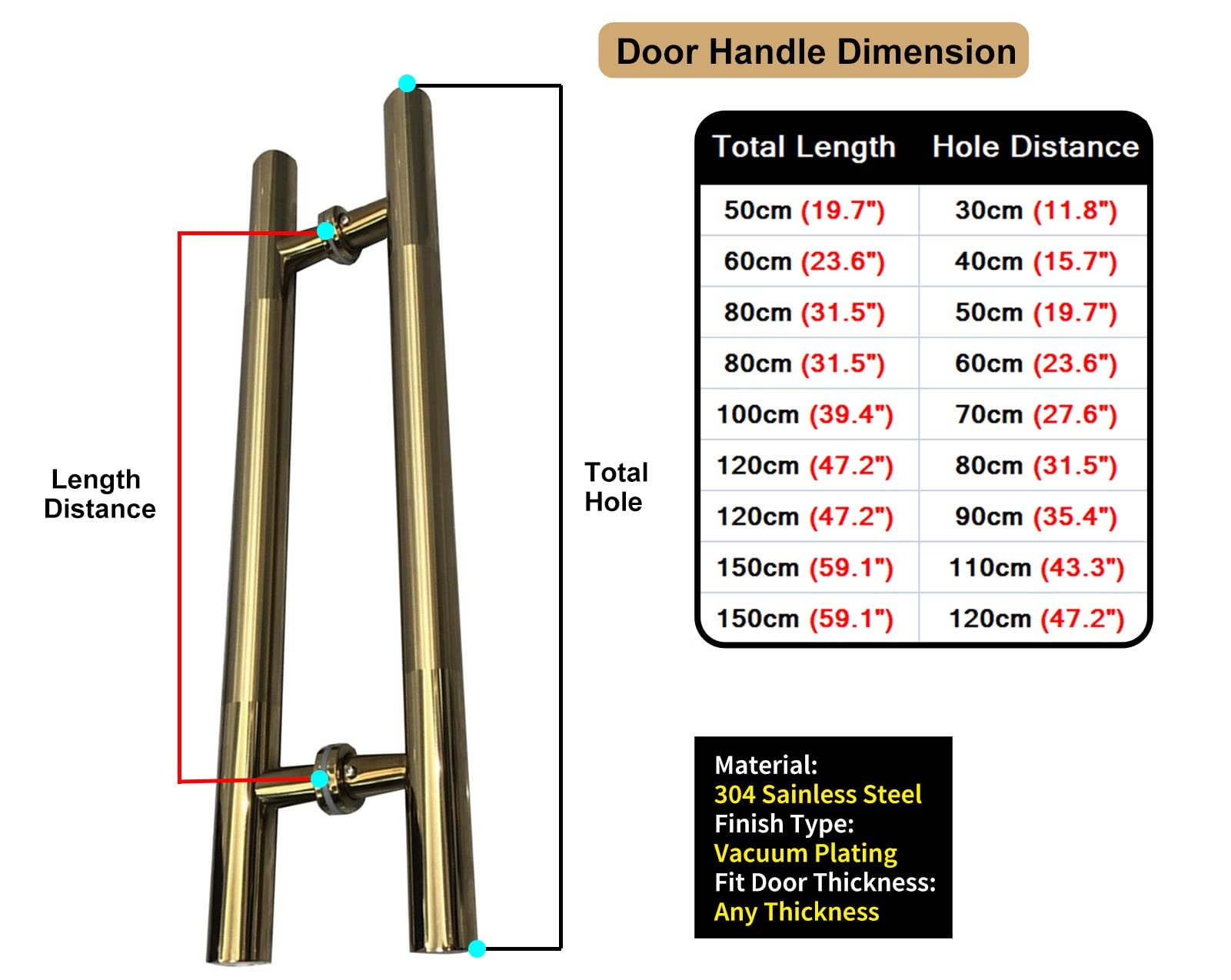 Manija de puerta de granero en forma de H, de acero inoxidable para puertas correderas y sólidas, acabado negro mate