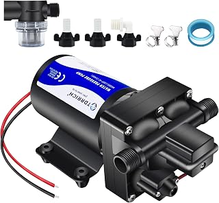 12v Water Pressure Increase Booster Pump for RV,4-Chamber Self-Priming Diaphragm Pump for Boats 70 PSI,On Demand Water Transfer Washdown Pump with Strainer Filter for Marine Sprinkler Faucet