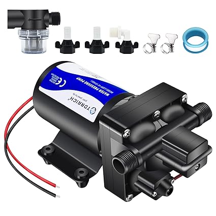 TDRRICH Water Pressure Booster Pump for RV?110V Diaphragm Power Water Pumps 4GPM 45PSI Self-priming Pump,Diaphragm Transfer Pump for Boats Inline Garden Hose Lawn Camper Sprinkler Irrigation