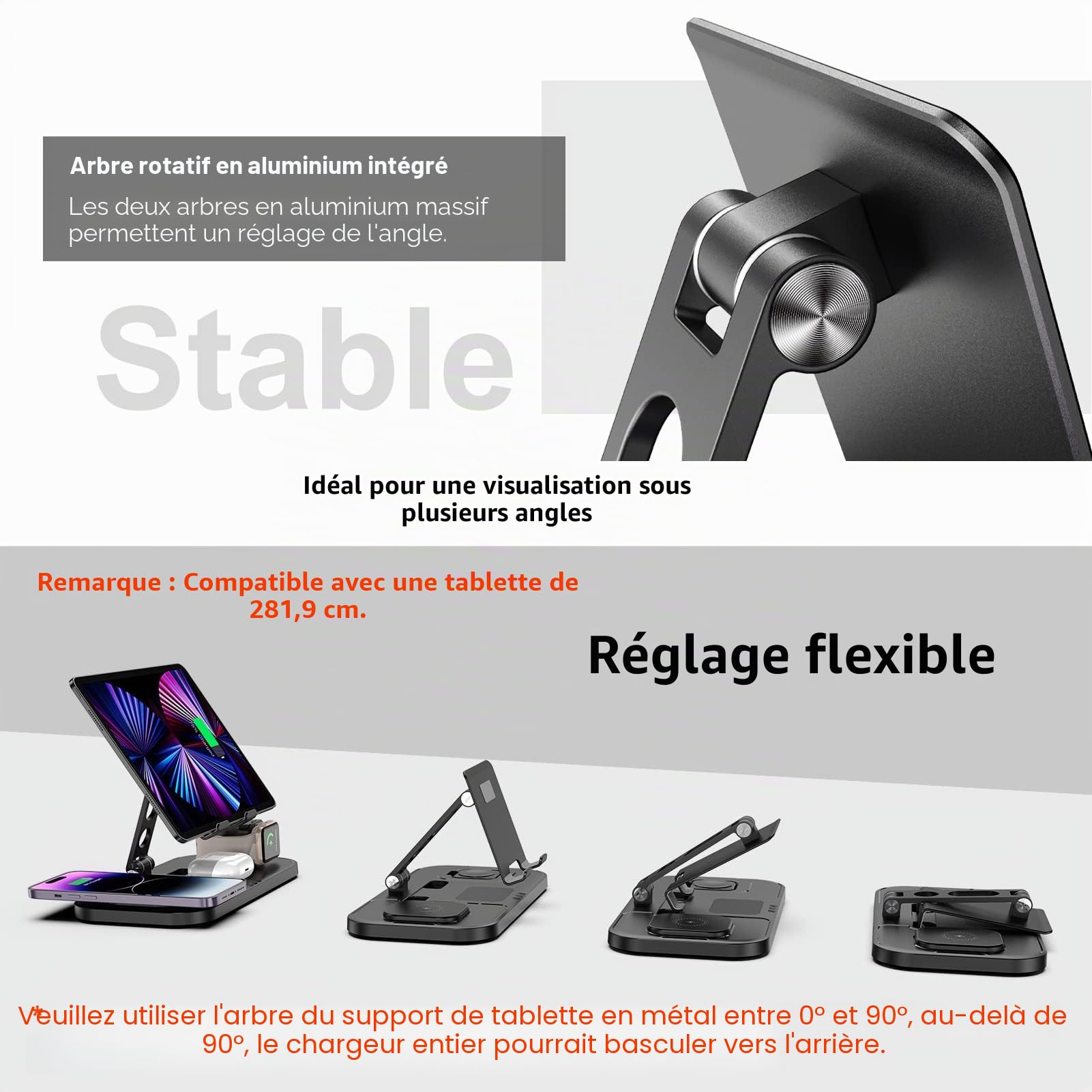 Chargeur sans Fil pour Apple, 4 en 1 Chargeur sans Fil pour iPhone Station de Charge sans Fil pour Apple Watch 8/7/6/5/SE/4/3/2, Airpods 3/2/Pro, Chargeur pour iPad