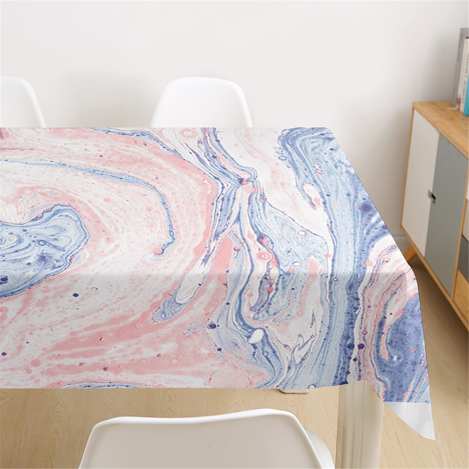 Nappe de cuisine rectangulaire marbrée rose lavable et imperméable
