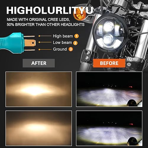 Miniatura 3 de SKTYANTS 5 34 "5.75 pulgadas LED faro motocicleta DRL cuernos blancos con carcasa de 5.75 pulgadas cubo para Sportster Softail Dyna Shadow Road Star