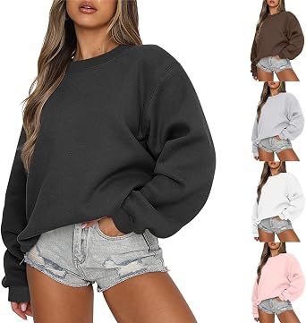 SMIDOW Womens Oversized Sweatshirts Long Sleeve Crew Neck Pullover Sweatshirt Casual Outfits 2023 Fashion Fall Clothes