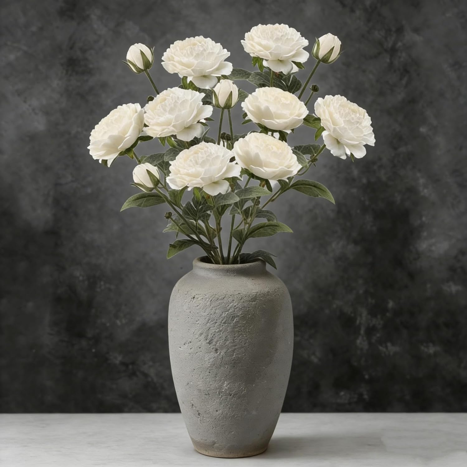 White Peonies Artificial Flowers,4 Pcs 27.5“ Faux Silk Peonies with Stems Real Look,Peony Bush Fake Flowers for Floral Arrangements Wedding Decorations for Home Decor (White)