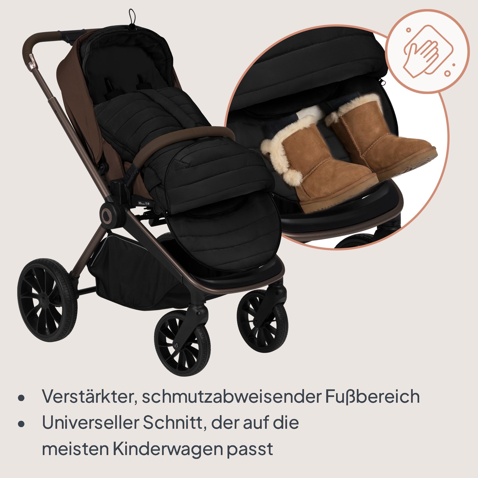 Lionelo Oli Winterfußsack Kinderwagen – Universal für Buggy & Babywanne | Öffnungen für 5-Punkt-Gurt, wasserabweisend, warm bis −20°C, mit Reißverschluss, waschbar, hypoallergen