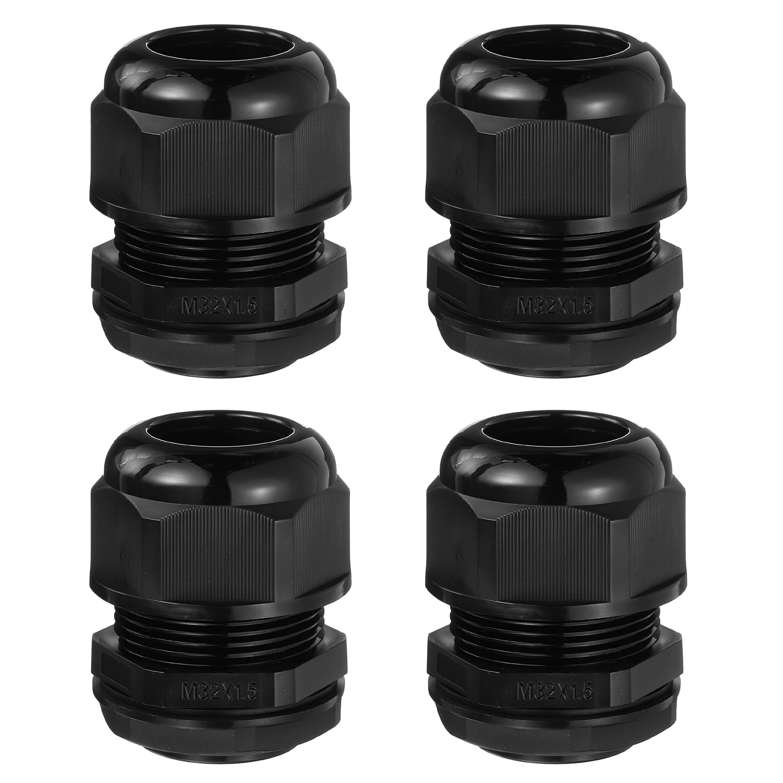 sourcing map 4 Pcs M32 Cable Gland, 7-8mm 5 Wire Holes Waterproof Nylon Joint for Cable Fixing, Wiring, Repairing, Gland Replacement, Electrical Appliances, Black
