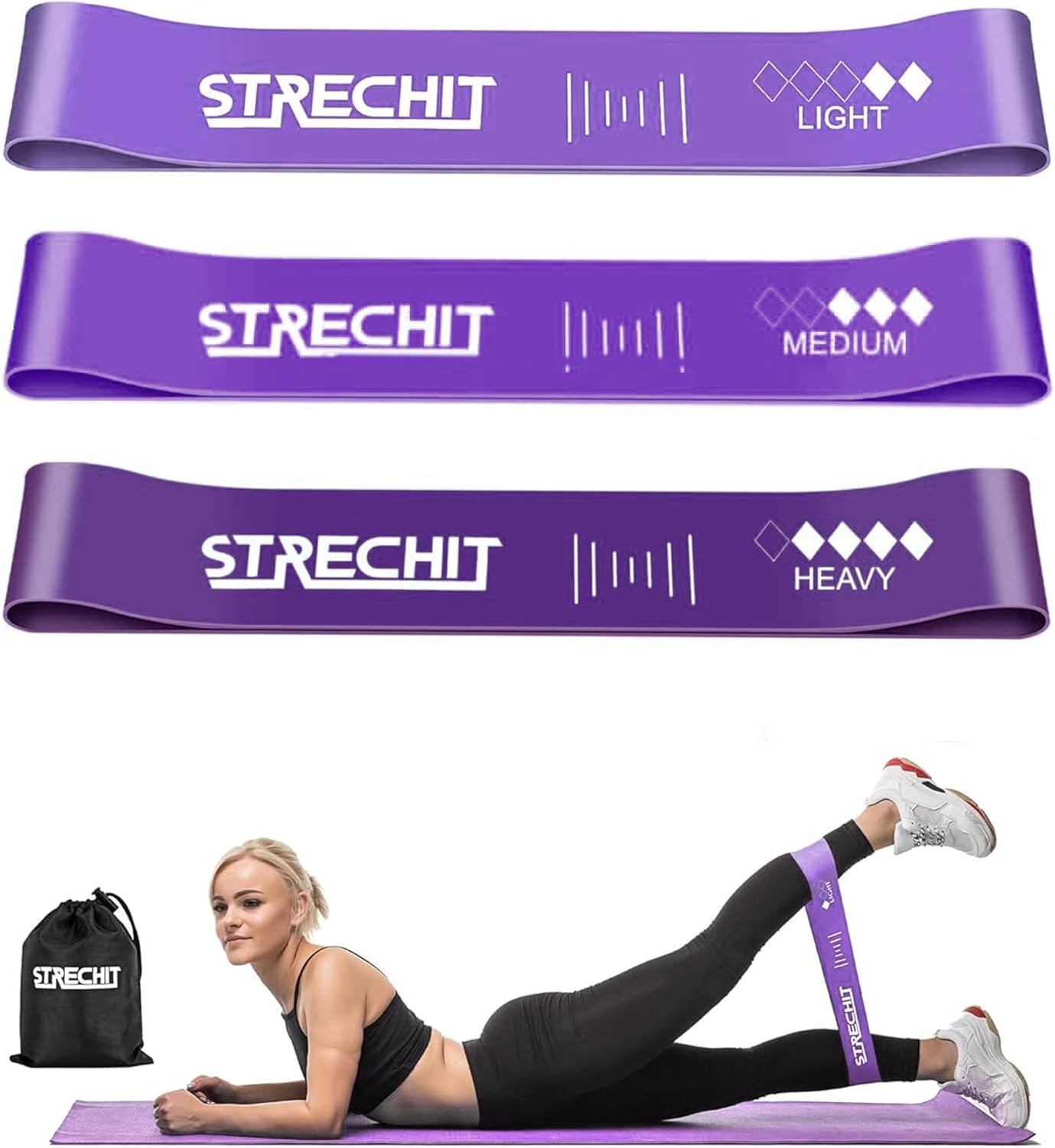 Resistance Bands for Men & Women with Different Resistance Levels for Shaping Legs & Glutes – Exercise Band for Gym, Yoga, Home Exercise, Workout with Carrying Bag & Posture Guide