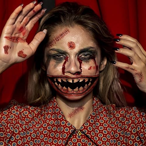 Miniatura 6 de Más de 170 piezas de 30 hojas de tatuajes de Halloween, maquillaje de zombi, calabaza, bruja, calavera de azúcar, tatuajes de Halloween para niños,