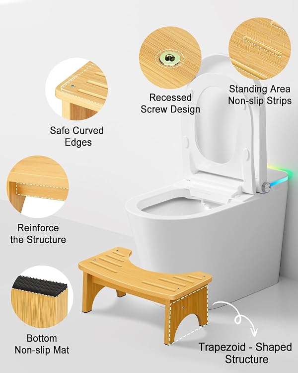 Toilet Stool Squat 6.5 Inch Poop Stool - Ergonomic Squatting Position, Non-Slip & Portable Bathroom Stool, Easy to Use Pooping Stool, Improve Potty Posture and Comfort by RayLove - Image 5