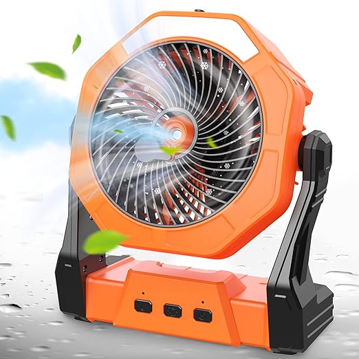 Upgraded Camping Fan, Misting Fan Portable with Light & 250ml Water Tank, 10000mAh 8