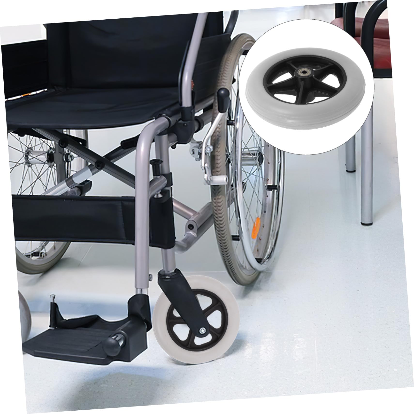 2 Stück Vordere Lenkrollen PVC für Rollator und Einkaufswagen Wartungsfreie Vollgummiräder Einfache Montage Verbesserte Manövrierfähigkeit Kompatibel mit Drive walker und