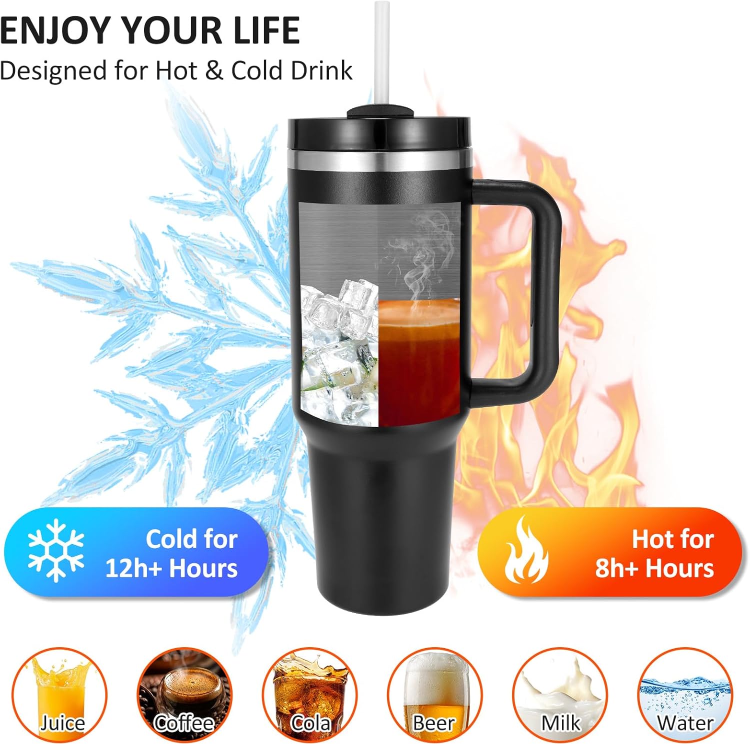 Wifey & Hubby Tumblers Set for Couples, Bride & Groom Stainless Steel Insulated Tumbler with Straw & Handle, 40 oz Travel Mug Tumbler for Engagement Wedding Gifts, Cups for Bridal Shower Anniversary - Image 5