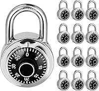 Vista 1 de Candado de combinación de 12 unidades, candado de combinación de esfera fija con diferentes combinaciones, 2 pulgadas de ancho. Placa giratoria