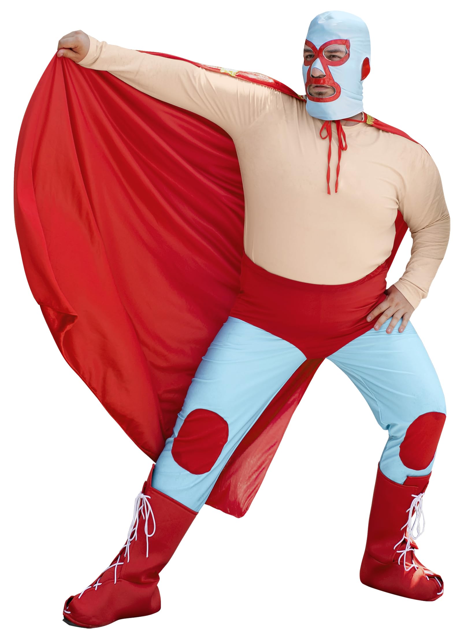 Mainfini Men's Halloween Costume Funny Nacho Libre Outfit Adult Deluxe Cosplay Man Suit Roleplay Comedy Mexican Wrestler Movie Night Group Theme XXL