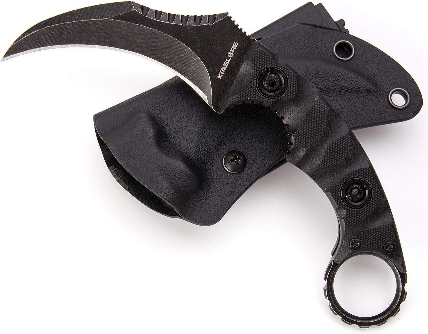 1911K Tactical Knife Fixed Blade Teeth Knife D2 Curved Blade & G10 Handle for Outdoor Survival, Camping, Bushcraft and Hunting, with Sheath