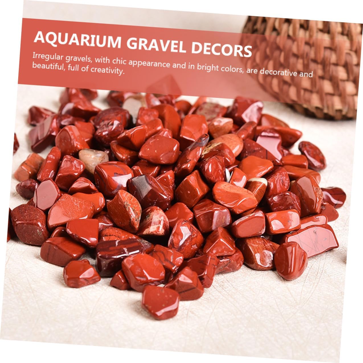 Toyvian Red Jasper Aquarium Gravel Stones 7-9mm Bulk Fish Tank Rocks Natural Terrarium Rocks Decorative Landscaping Gravel for Aquatic Pets