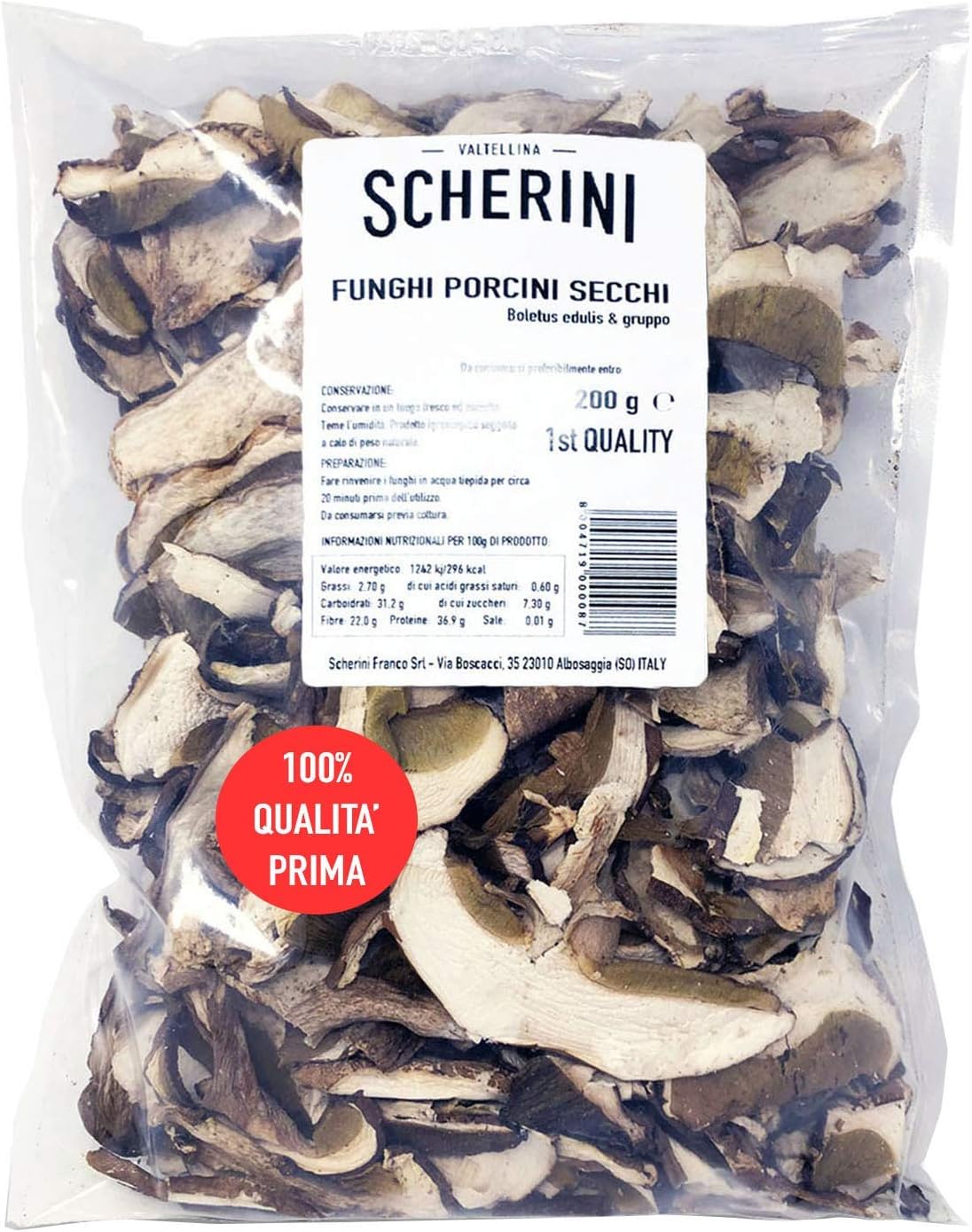 Porcini mushroom dried 1st PREMIUM QUALITY packaged in Italy - 200g/0,44lb/7,...