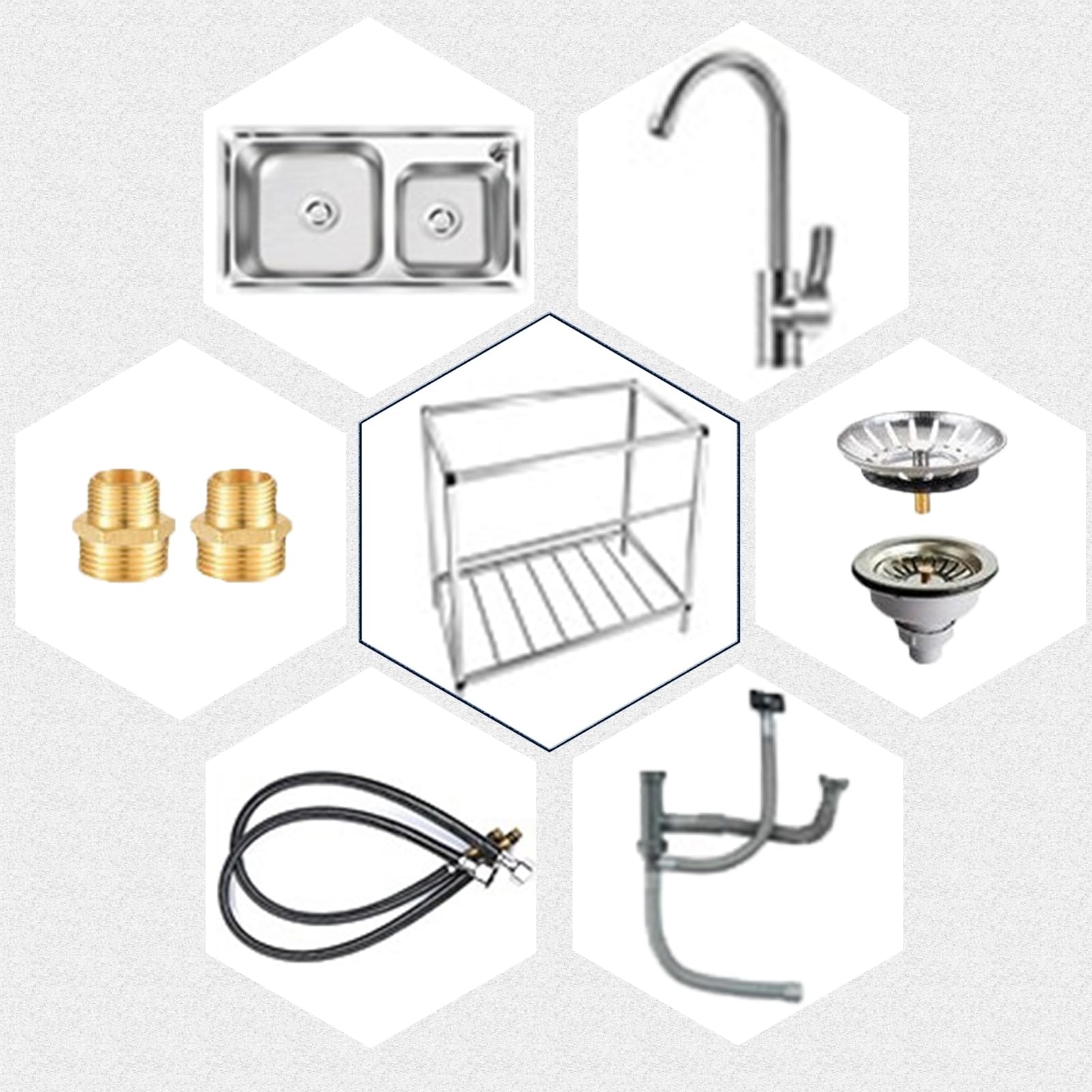 Fregadero utilitario de Acero Inoxidable para Cocina Comercial con Kit de Drenaje, Fregadero Doble Independiente con Grifo de Agua fría y Caliente, para Garaje, Restaurante, jardín