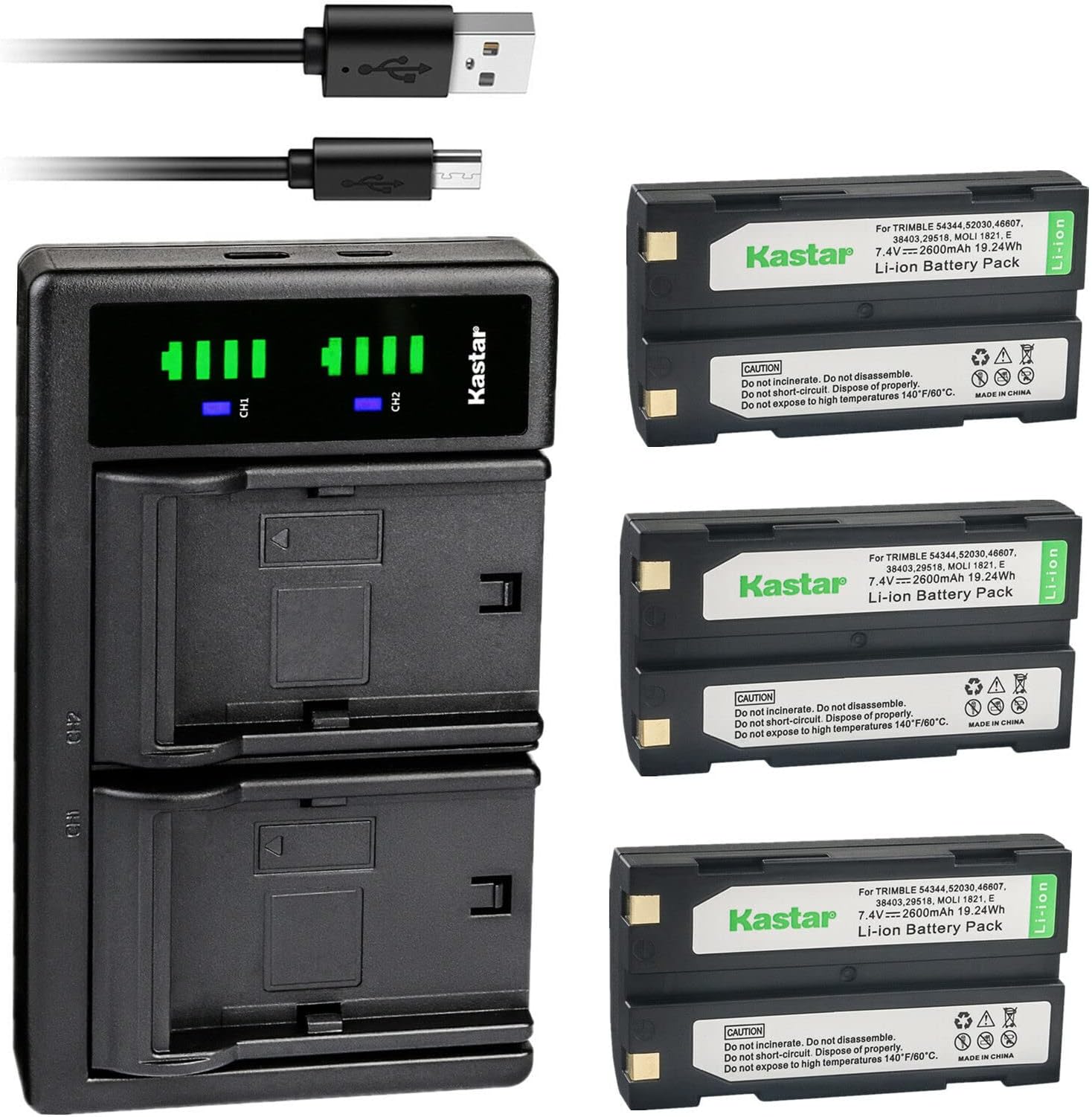3-Pack Ei-D-Li1 Battery and LTD2 USB Charger Replacement for Molicel MCC1821 MCR1821 MCR-1821 MCR1821C MCR-1821C MCR1821C/1 MCR-1821C/1 MCR1821C/1H MCR-1821J/1-H