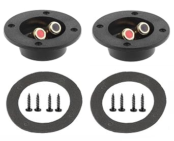 3- Double Binding Round Gold Plate Push Spring Loaded Jacks Connector Speaker Box Terminal Cup Black - 2pcs, B-S