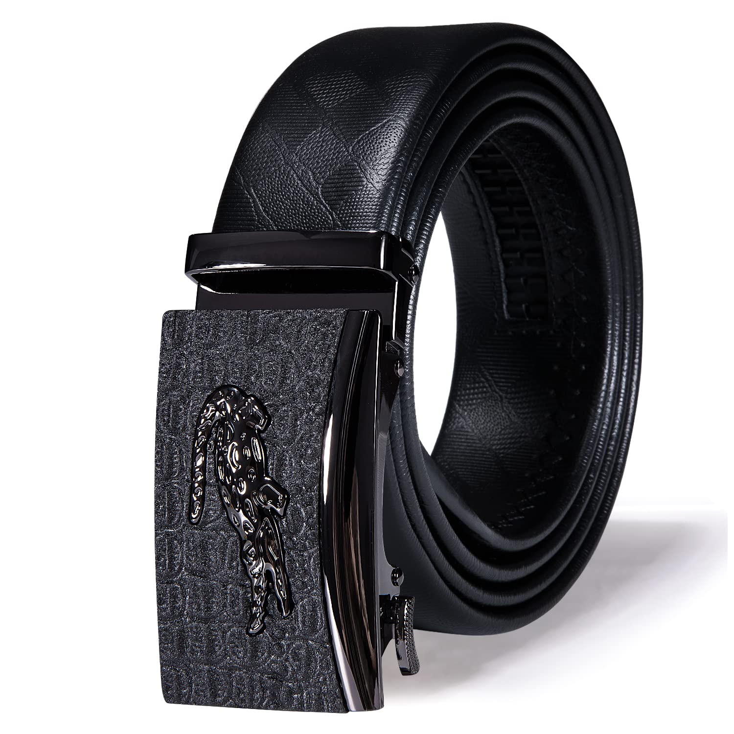 Dubulle Men's Ratchet Belt Gold/Black/Red/Green/Blue/White Automatic Buckle Business Casual Belt Gift - Adjustable Fit