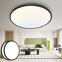 Vista 38 de Paquete de 2 lámparas de techo LED de montaje empotrado, color negro, 12 pulgadas, 28 vatios, regulable y 3000K-4500K-6000K, lámpara de techo de 3
