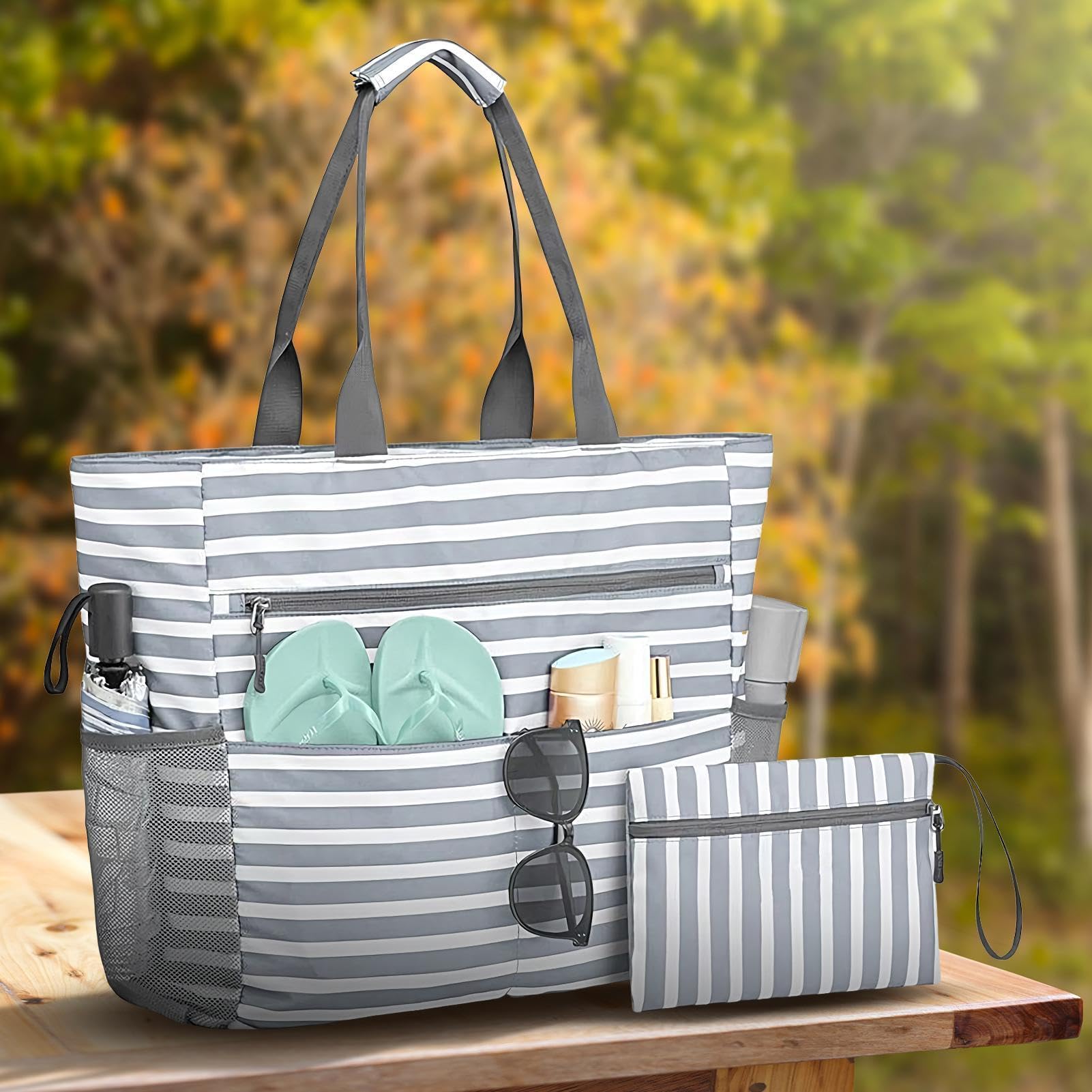 Borsa da spiaggia impermeabile, grande capacità, per donne, viaggi, resort, vacanze, resort, vacanze, attività all'aperto, vacanze, resort, crociera, nuoto, palestra, campeggio