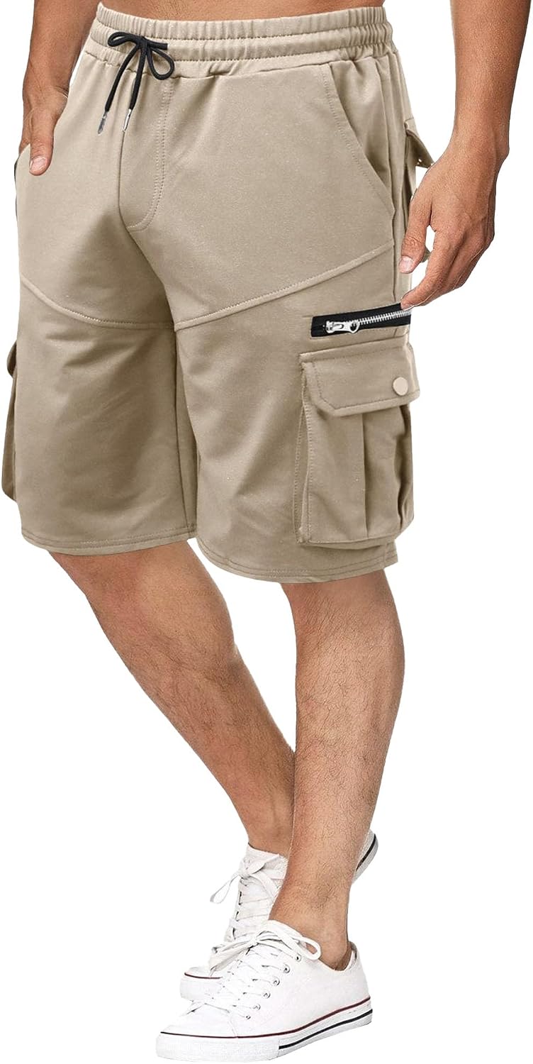 Maiyifu-GJ Men's Casual Athletic Cargo Shorts Elastic Waist Workout Running Shorts Summer Lightweight Jogger Short Pants