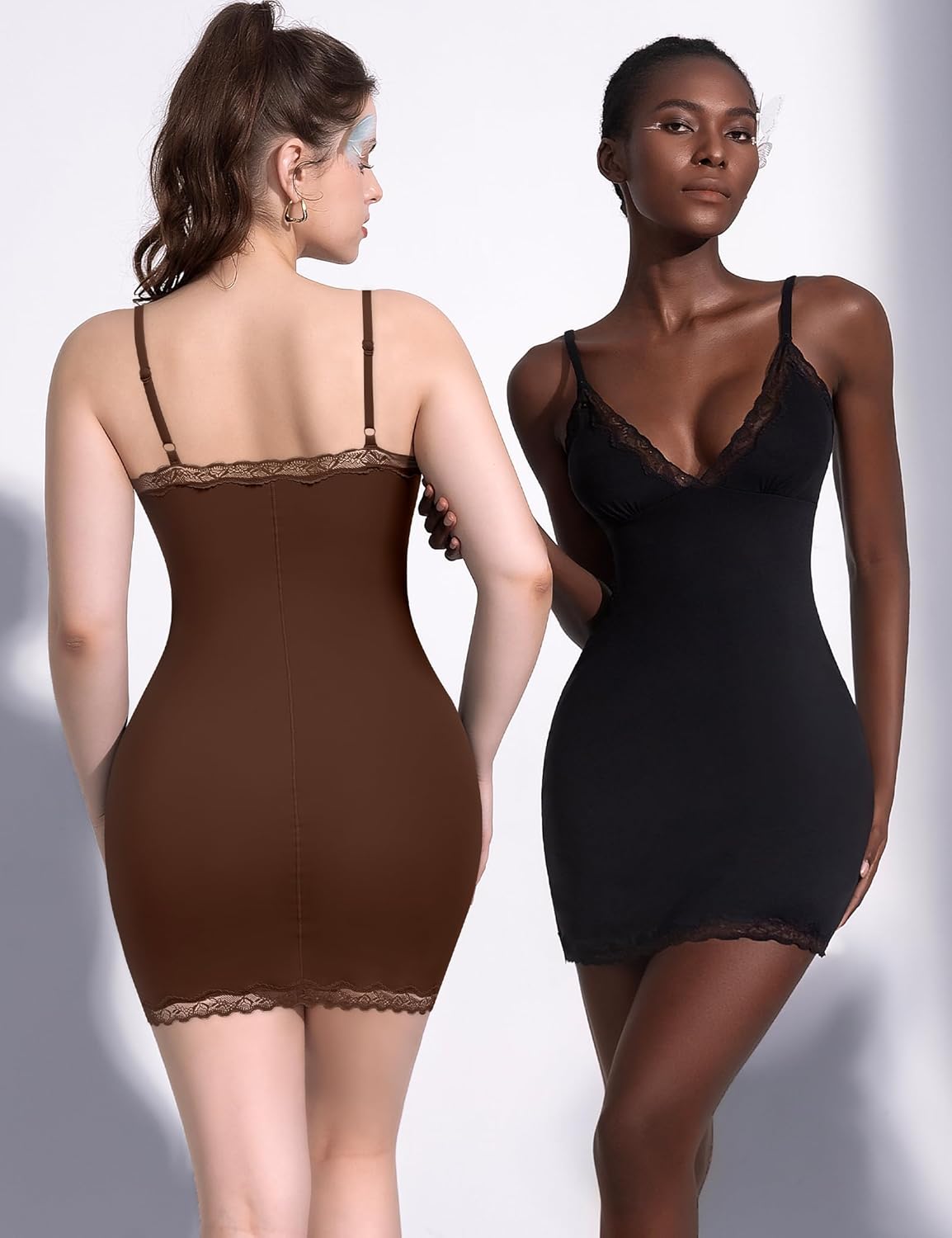 Full Slip for Women Under Dress Slim Slip Dress Adjustable Straps Nightgown V Neck Sleepwear Cami Mini Dress - Image 5