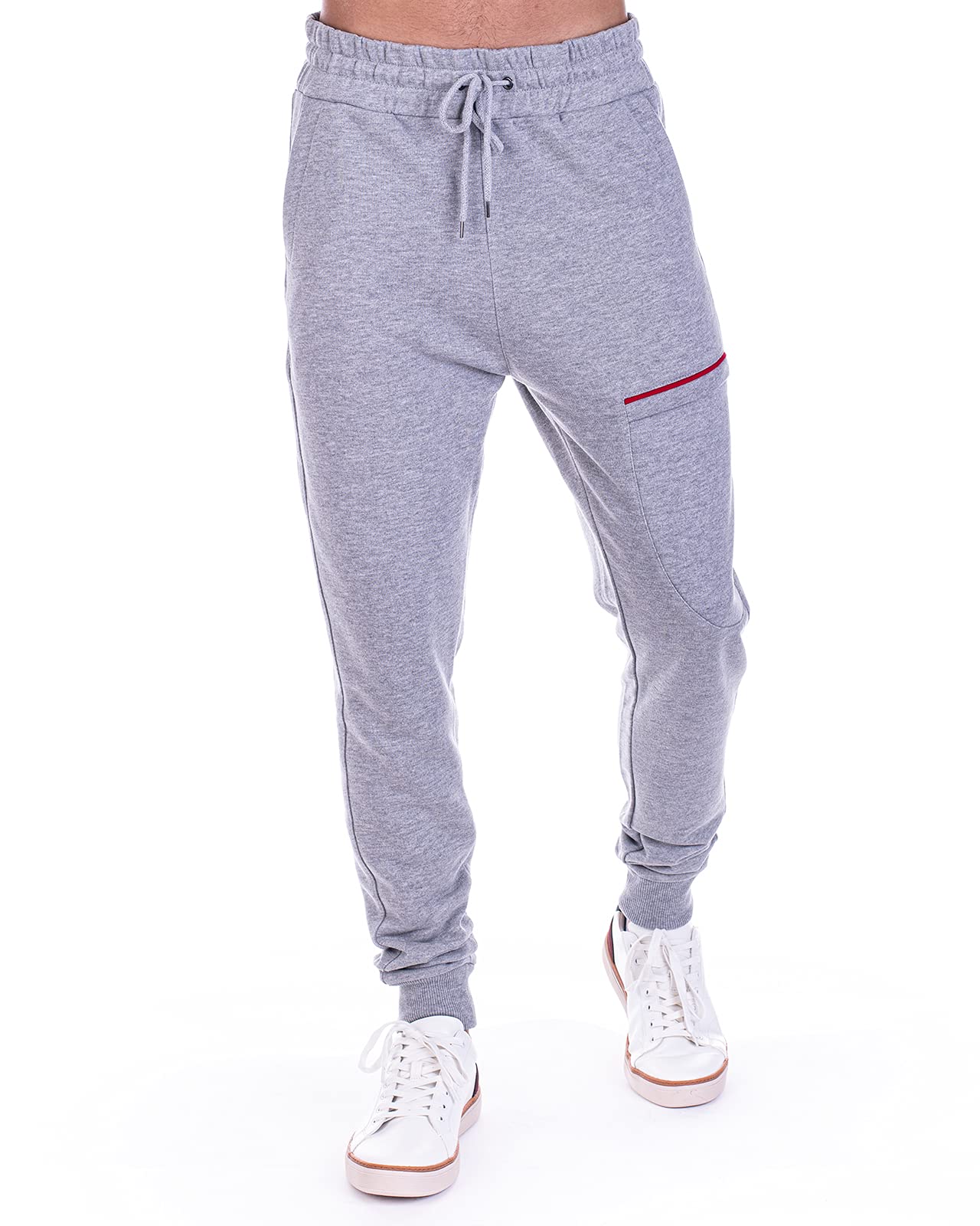 Pantalones de Chándal para Hombre, Cómodos para Fitness y Trekking, 100% Algodón Puro, Bolsillos con Cierre de Cremallera