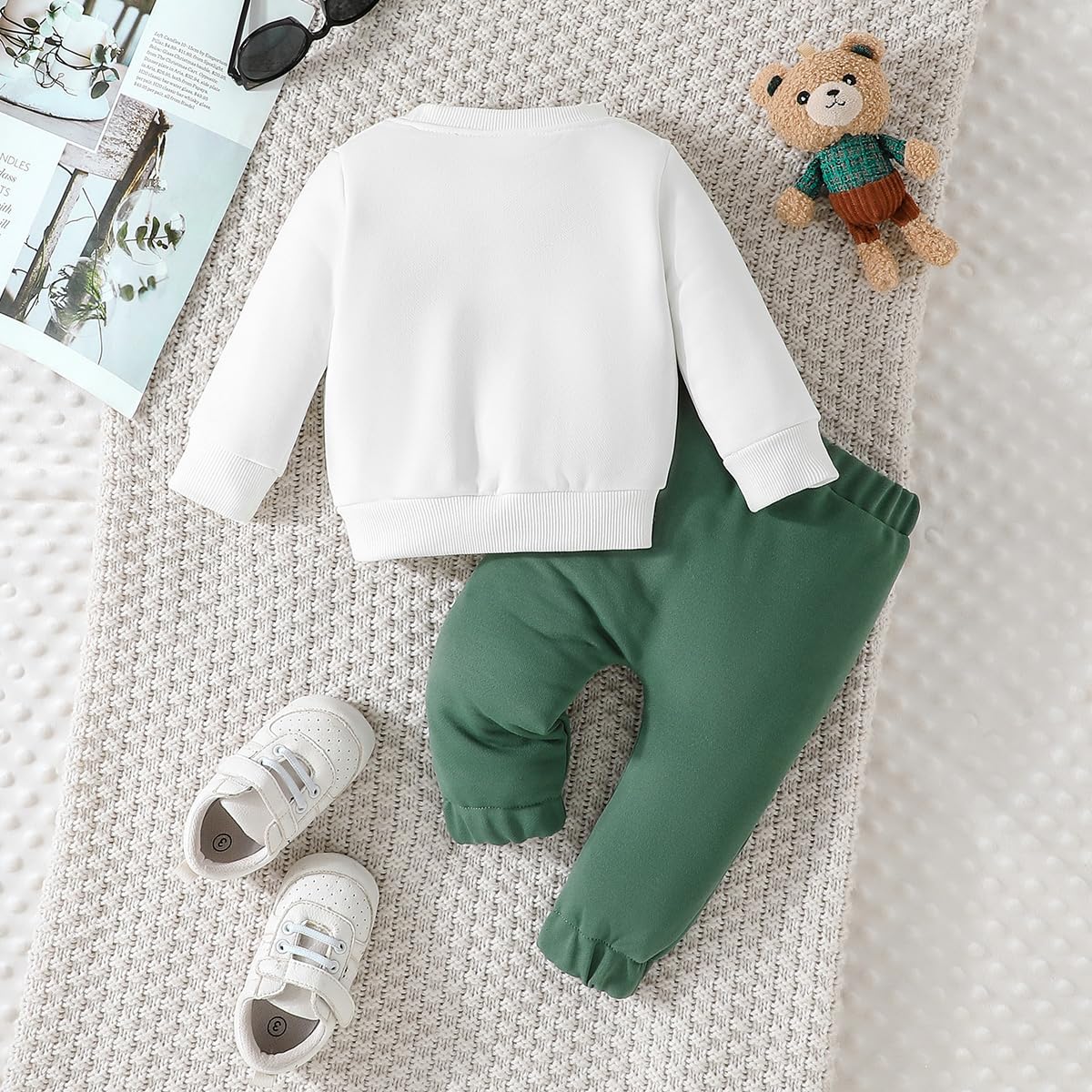Bébé Garçon Vêtement Bloc de Couleur/Lettre Imprimée Sweat-shirt+ Couleur Unie Pantalon pour Bébé Automne Printemps 2 Pièces Ensemble