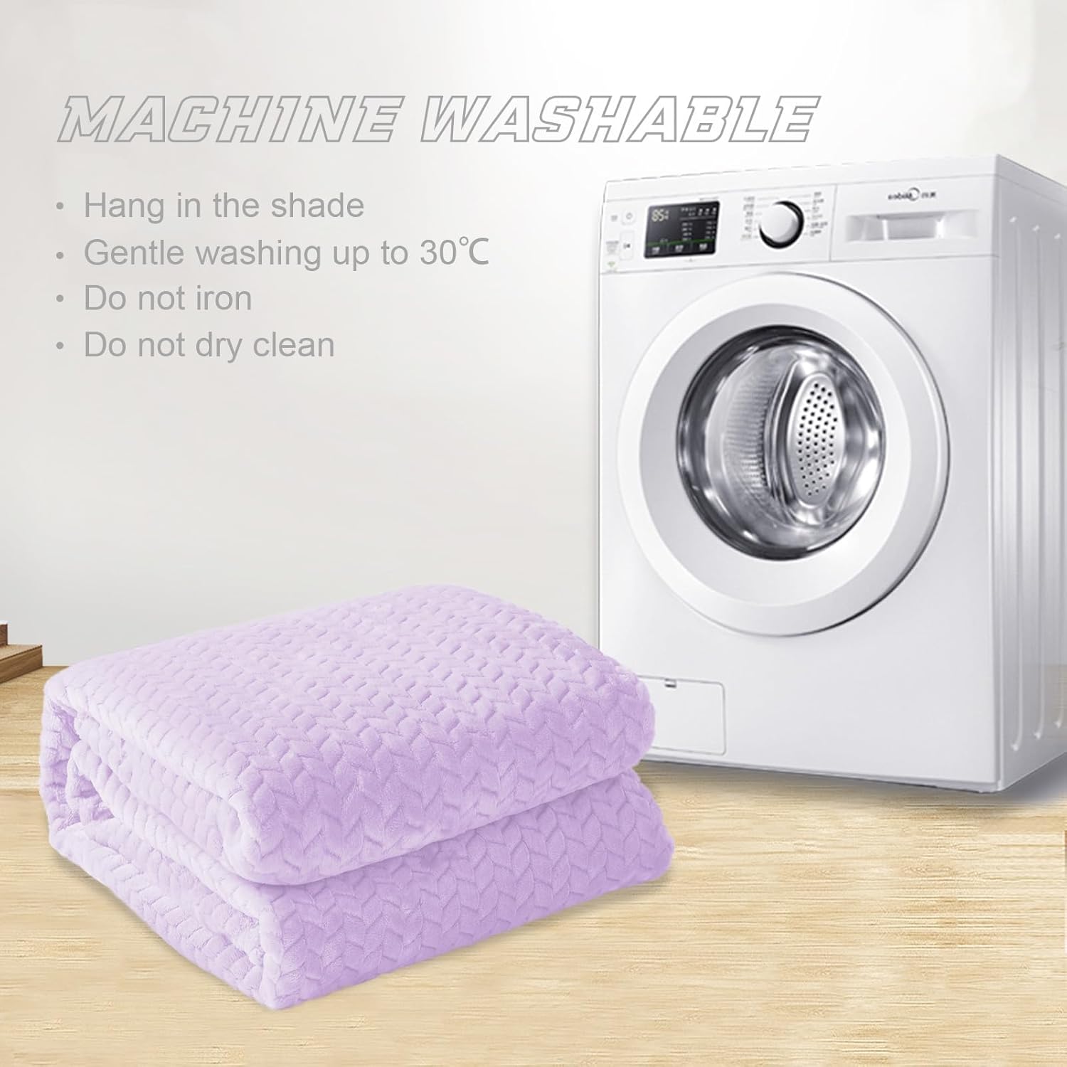 Exclusivo Mezcla Fleece Throw Blanket for Couch and Bed, 50x70 Inches Soft Cozy Jacquard Flannel Blankets, Lightweight Fuzzy Plush Warm Throws for Women, Lilac Purple - Image 8