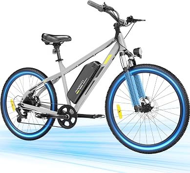 INVANTI Electric Bike for Adults, Peak 750W Motor & 10.4Ah Removable Battery, 20 MPH Commuting Electric Mountain Bike with 26" Tires, Front Fork Suspension, 7-Speed Gears and LCD Display