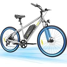 INVANTI Electric Bike for Adults, Peak 750W Motor & 10.4Ah Removable Battery, 20 MPH Commuting Electric Mountain Bike with 26" Tires, Front Fork Suspension, 7-Speed Gears and LCD Display