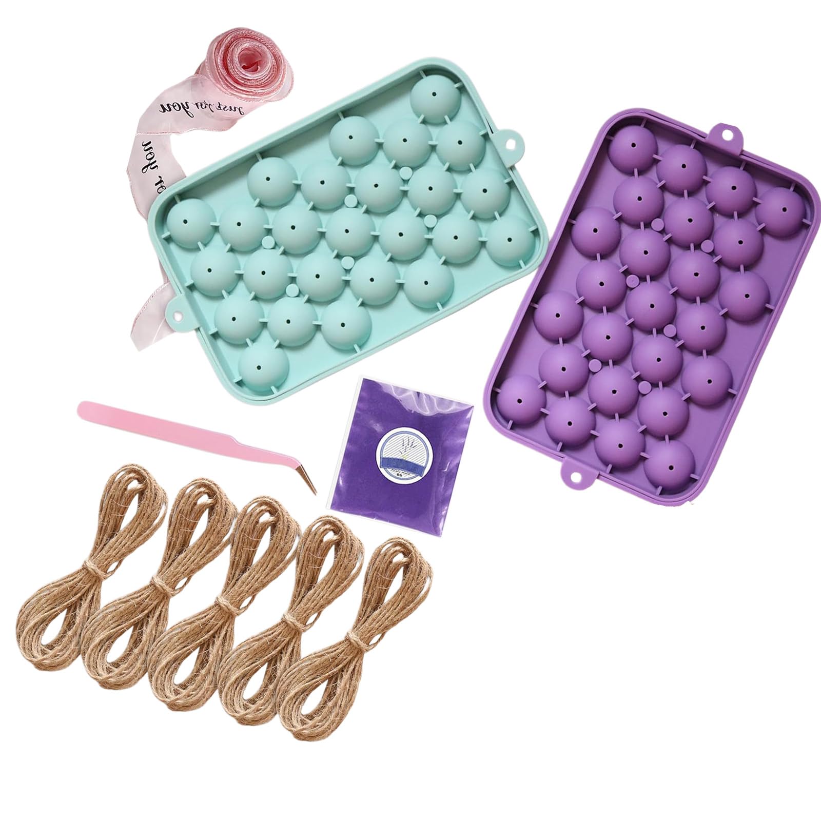 Mekalero Soap Making Supplies with Grape Fruit Shaped Silicone Molds Rope Wrapping Ribbons Set