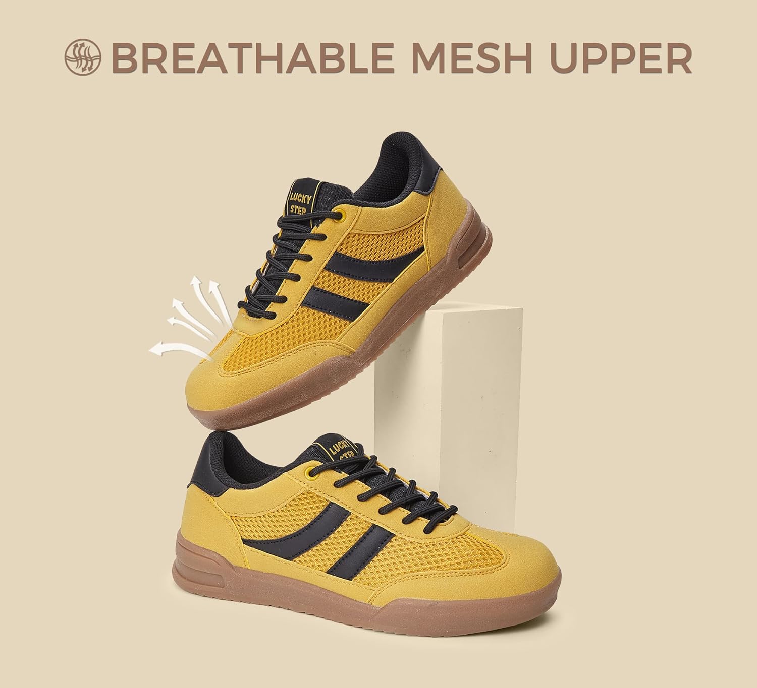 LUCKY STEP Women's Retro Fashion Sneakers Classic Mesh Gum Sole Tennis Footwear Casual Running Trainer Skate Walking Shoes - Image 5