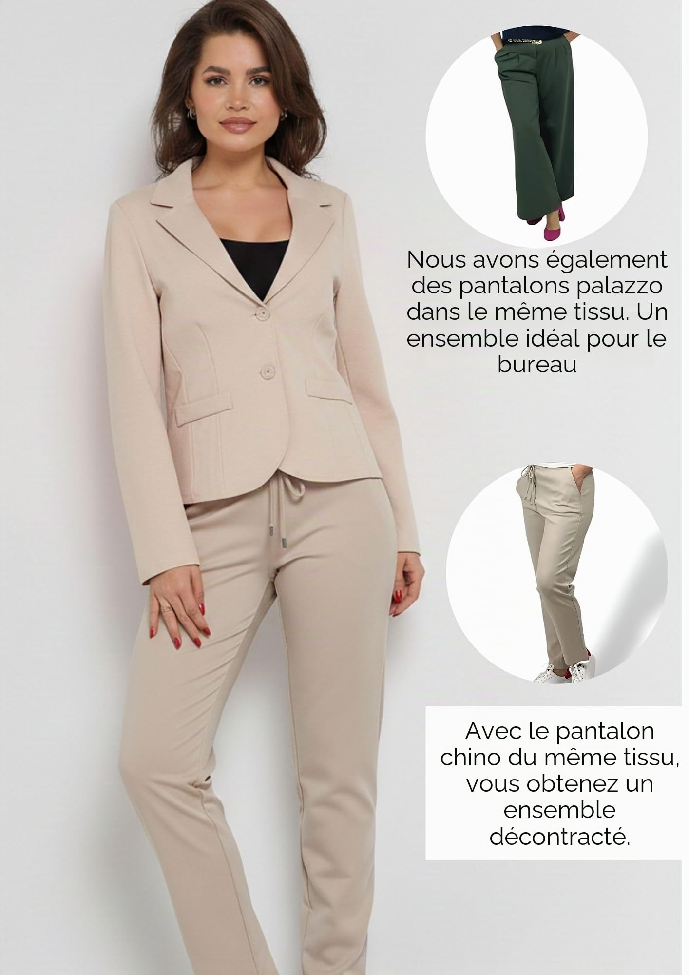Blazer Femme Élégant Semi-Ajusté sans Poches Veste Femme Chic et Élégant pour Tailleur Ensemble Pantalon Vêtement Femme Décontracté et de Bureau Blazer Femme Courte