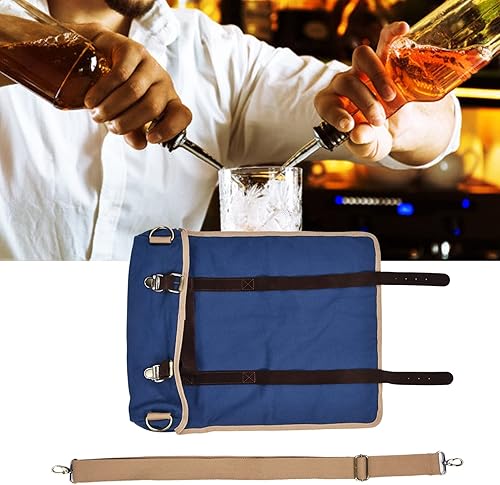 Miniatura 3 de Juego de coctelera para camarero, bolsa de viaje, kit de camarero, bolsa enrollable con correa para el hombro para hacer cócteles en casa, trabajo,