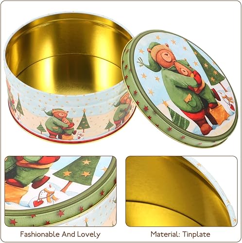 Miniatura 7 de DOITOOL Cajas de galletas de Navidad, 4 latas de galletas de Navidad, cajas de dulces de oso de chocolate con tapa, cajas de almacenamiento, cajas