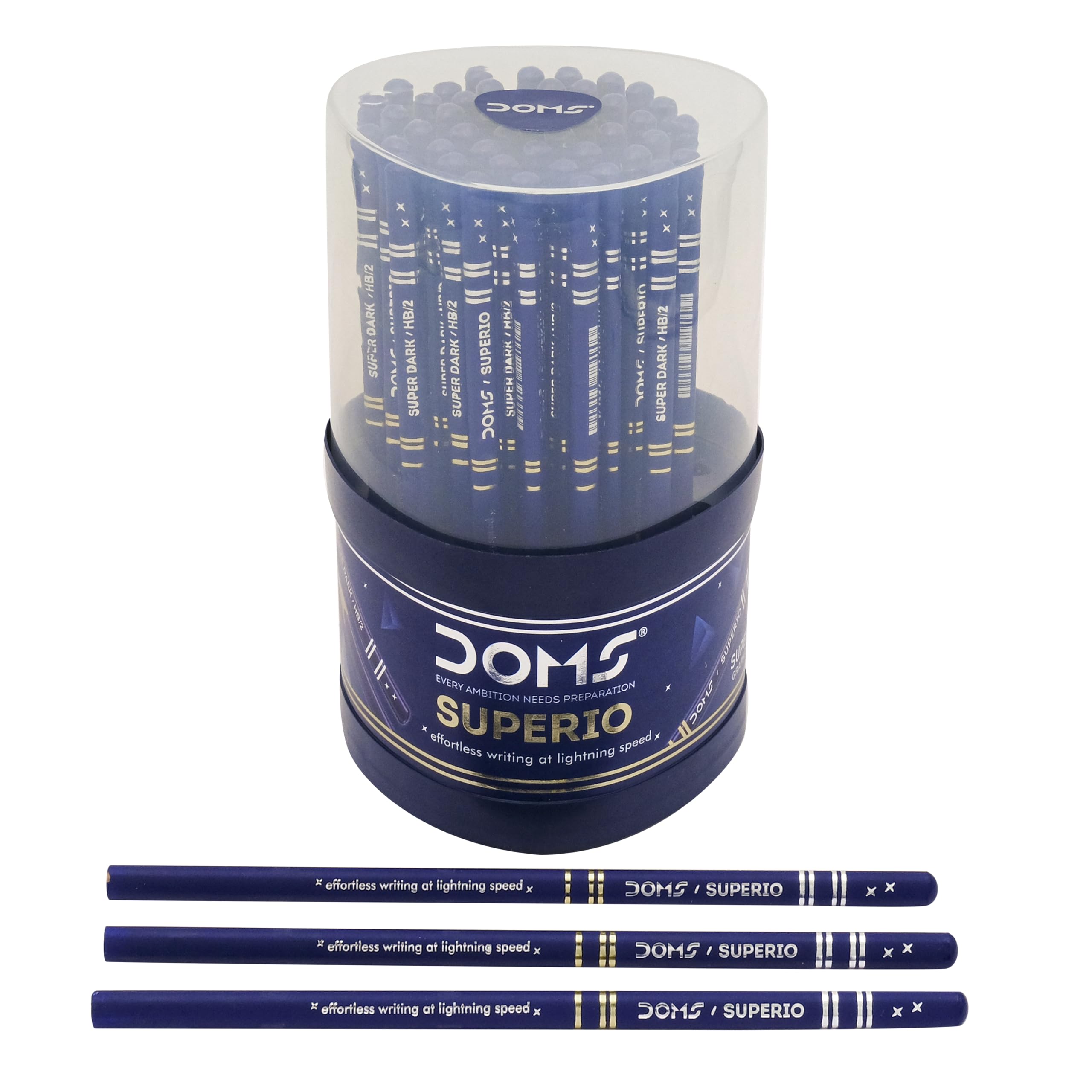 Superio Non-Toxic Super Dark Graphite Pencils | Tumbler Pack | Effortless Writing | Used For School & Office | 50 Pencils