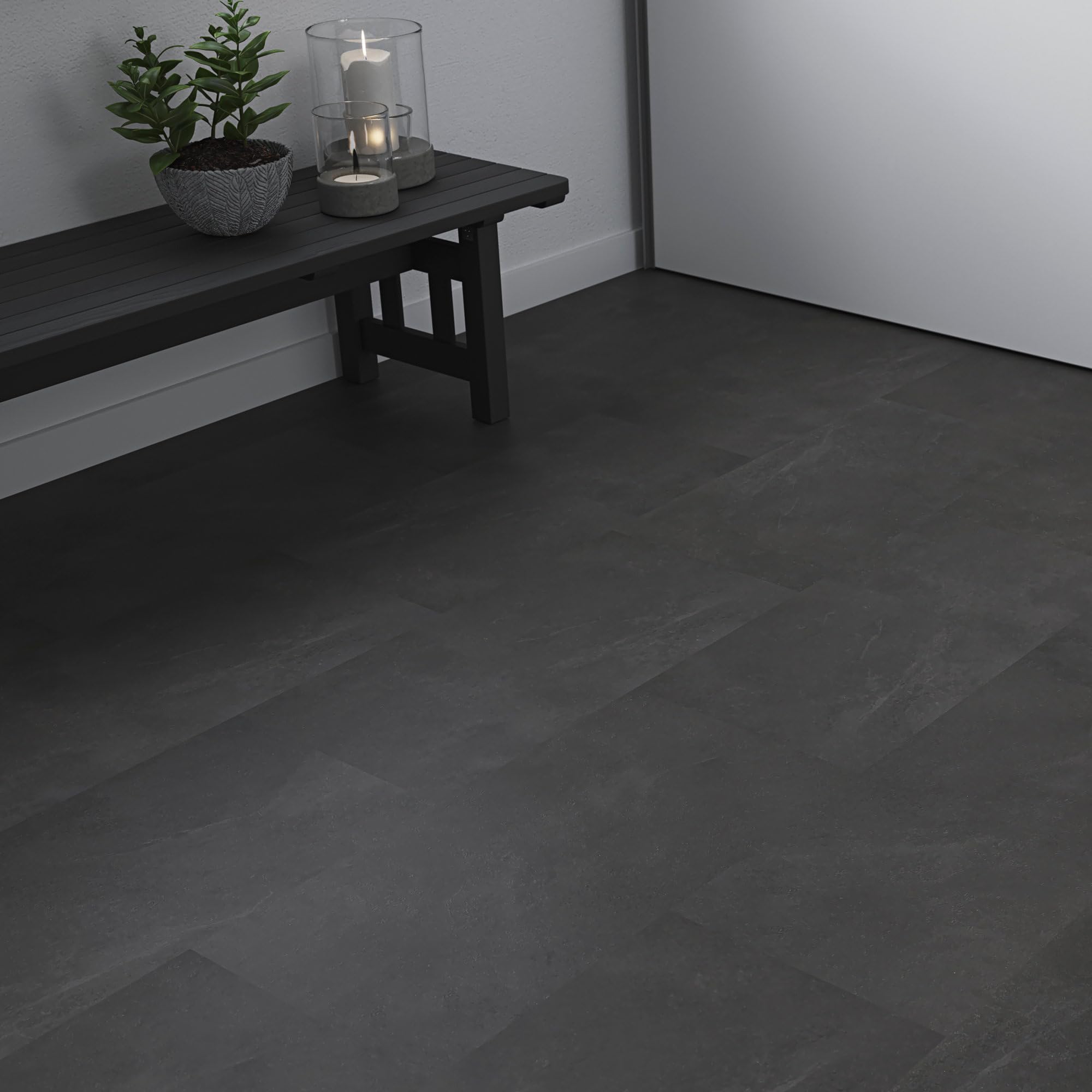 GoodHome Dalle PVC clipsable Baila effet ardoise noire 61 x 30,5 cm (12 pièces)