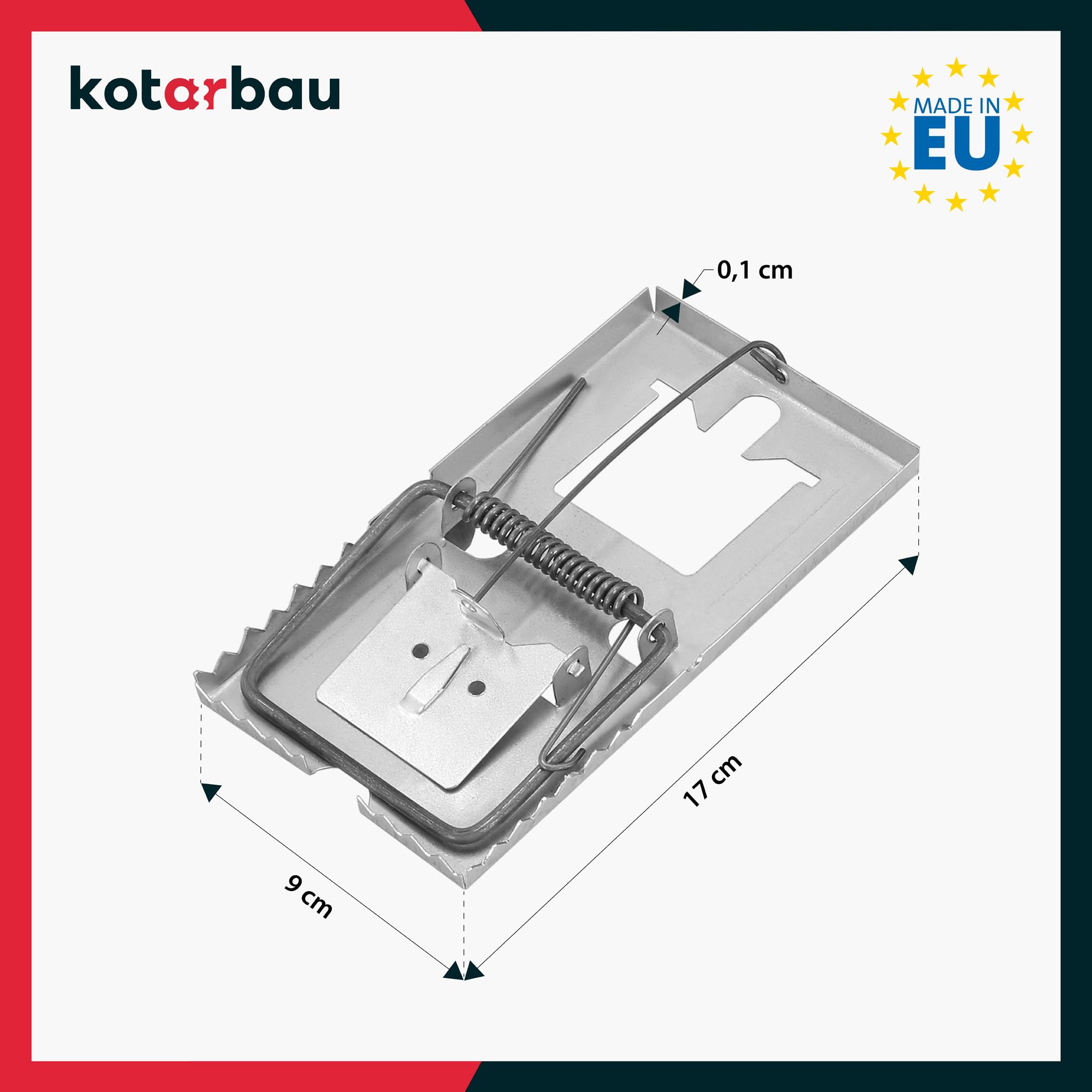 KOTARBAU® Set di 3 trappole per ratti con elevata forza d'impatto per roditori grandi, 170 x 90 mm