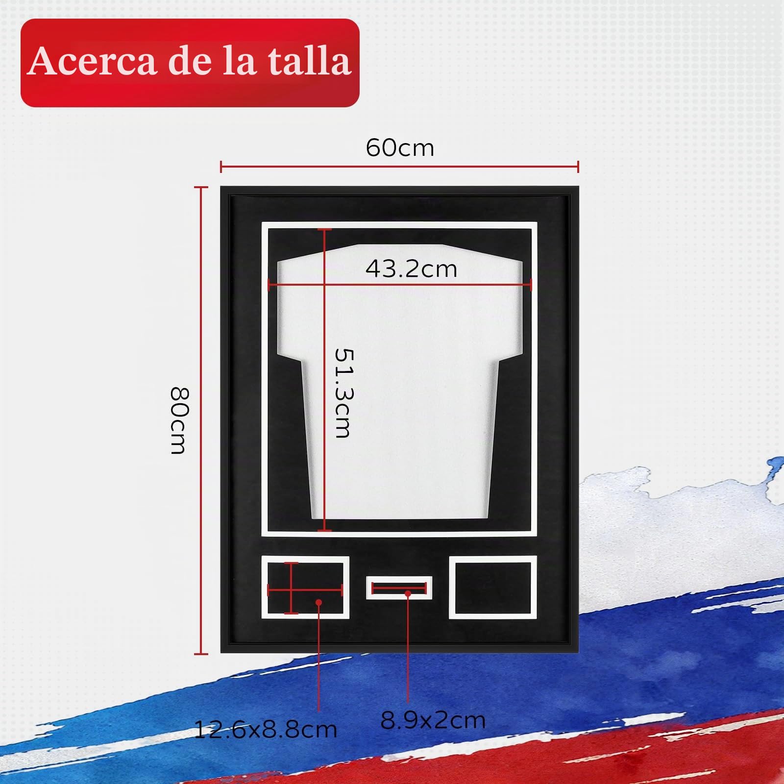 Marco de camiseta de 60 x 80 cm, marco de fotos, marco de aluminio, camiseta de fútbol, marco de objetos grande, XL, marco 3D para camisetas, color negro