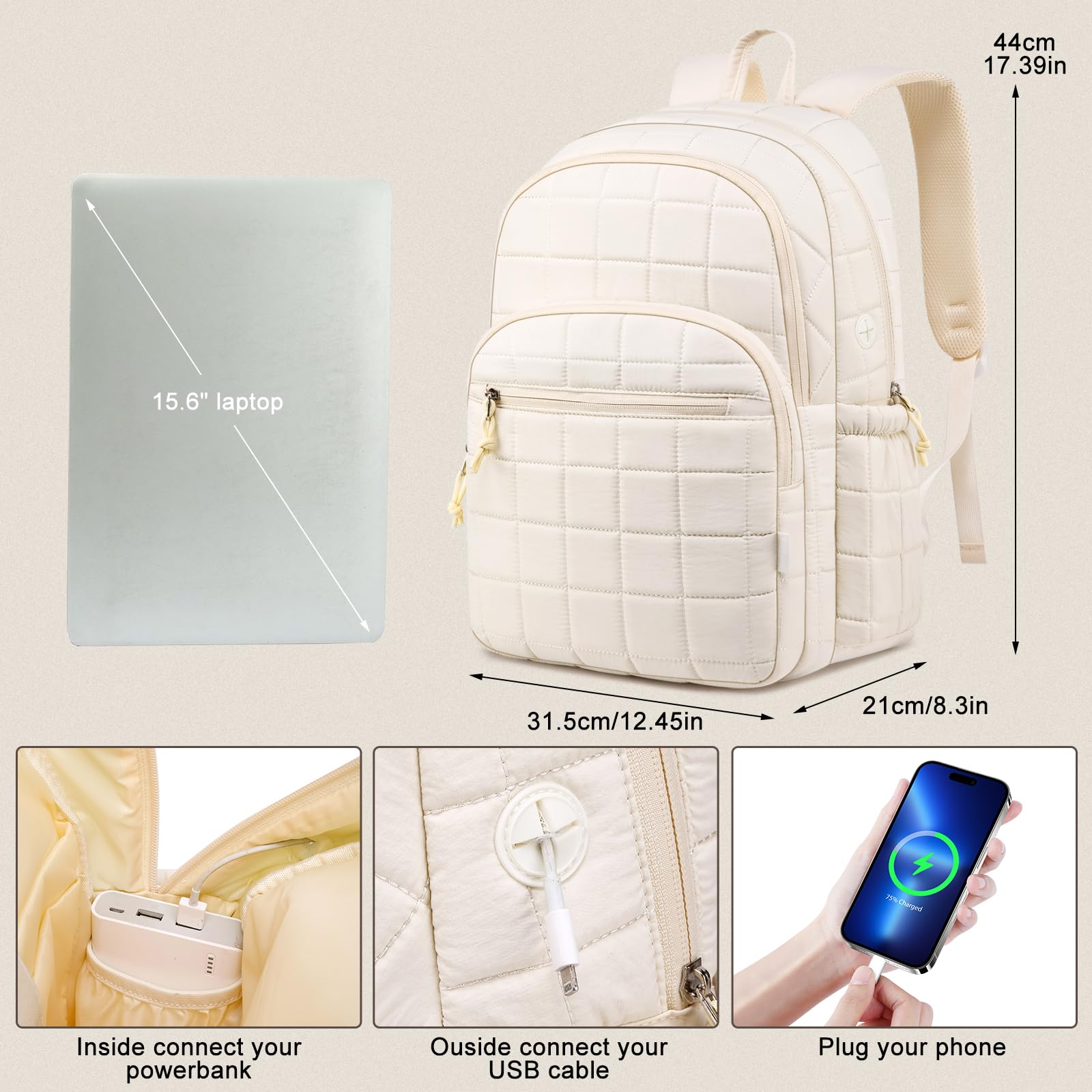 kadilong Mochilas Ordenador Portatil para Mujer,Mochila Escolar Linda para Niña Chica,Impermeable con Compartimento para Portátil,Ideal para Instituto,Universidad,Viajes y Uso de Oficina